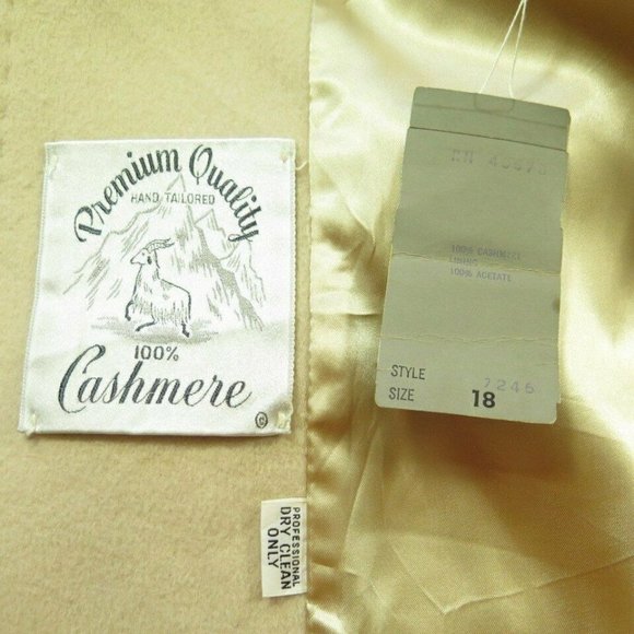 Vintage 70s Cashmere Over Coat L Champagne Pockets - Picture 7 of 11